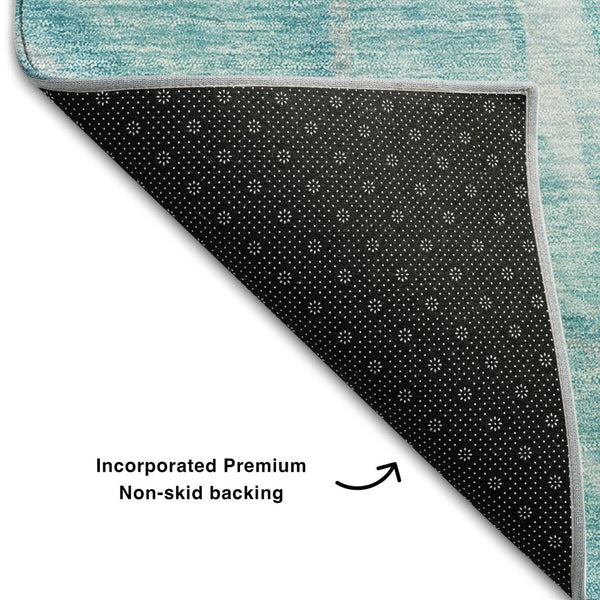 HomeRoots 8' X 10' Stylish Teal & Ivory Abstract Area Rug - Washable, Stain-Resistant, UV-Protected & Durable 657597