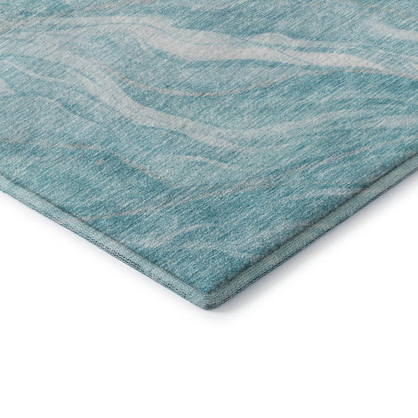 HomeRoots 8' X 10' Stylish Teal & Ivory Abstract Area Rug - Washable, Stain-Resistant, UV-Protected & Durable 657597