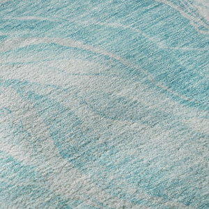 HomeRoots 8' X 10' Stylish Teal & Ivory Abstract Area Rug - Washable, Stain-Resistant, UV-Protected & Durable 657597