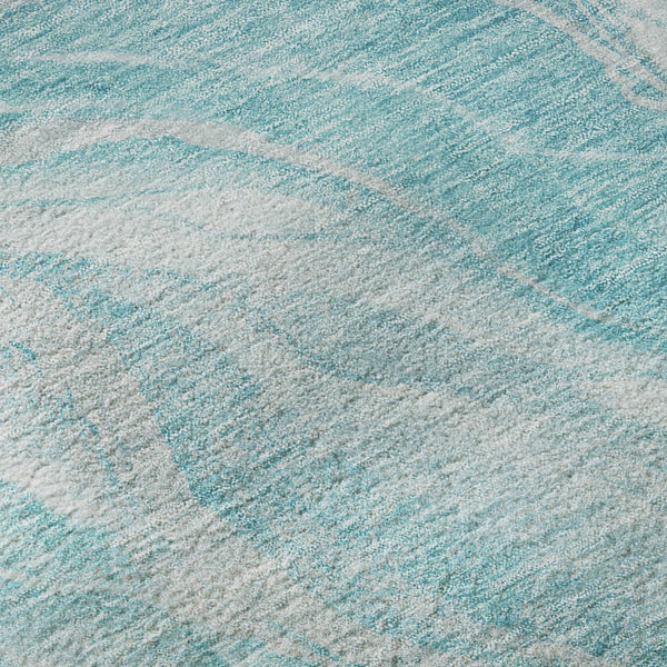 HomeRoots 8' X 10' Stylish Teal & Ivory Abstract Area Rug - Washable, Stain-Resistant, UV-Protected & Durable 657597