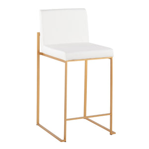 English Elm Contemporary High Back Upholstered Counter Stools with Steel Frame for Kitchen Island White B202P221947