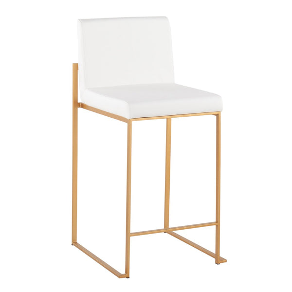 English Elm Contemporary High Back Upholstered Counter Stools with Steel Frame for Kitchen Island White B202P221947
