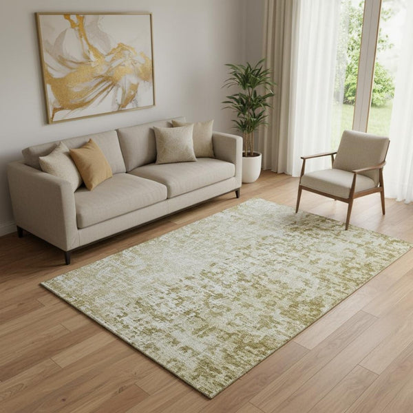 HomeRoots 5' X 8' Taupe and Ivory Abstract Area Rug - Washable, UV Protected, Perfect for High-Traffic Spaces! 657601