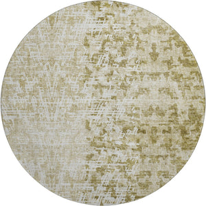 HomeRoots 8' Taupe and Ivory Abstract Round Rug – Washable, UV Protected, Durable, Stylish for Any Space! 657602