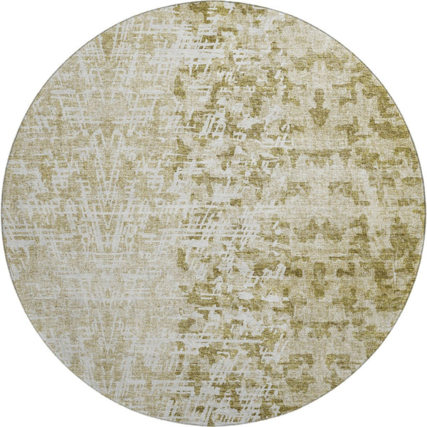 HomeRoots 8' Taupe and Ivory Abstract Round Rug – Washable, UV Protected, Durable, Stylish for Any Space! 657602