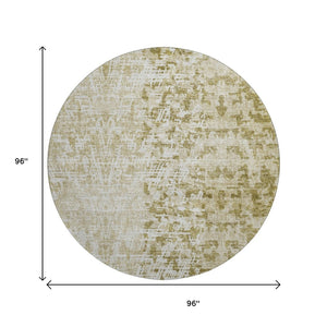 HomeRoots 8' Taupe and Ivory Abstract Round Rug – Washable, UV Protected, Durable, Stylish for Any Space! 657602