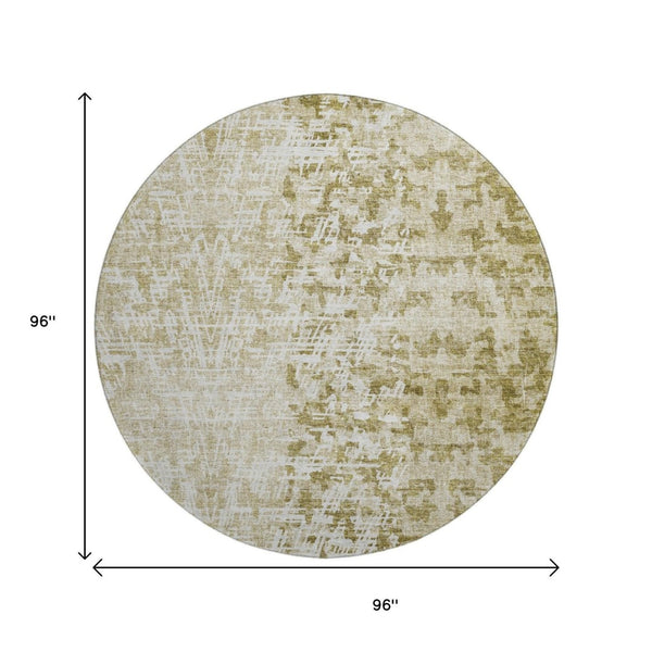 HomeRoots 8' Taupe and Ivory Abstract Round Rug – Washable, UV Protected, Durable, Stylish for Any Space! 657602