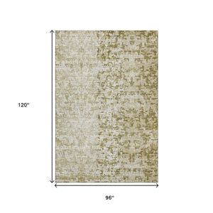 HomeRoots 8' X 10' Taupe And Ivory Abstract Rug - Washable, UV-Protected, Durable, Stylish for Busy Homes! 657603