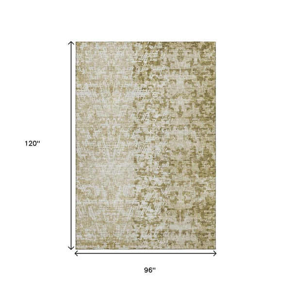 HomeRoots 8' X 10' Taupe And Ivory Abstract Rug - Washable, UV-Protected, Durable, Stylish for Busy Homes! 657603