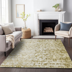 HomeRoots 8' X 10' Taupe And Ivory Abstract Rug - Washable, UV-Protected, Durable, Stylish for Busy Homes! 657603