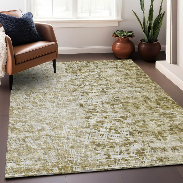 HomeRoots 8' X 10' Taupe And Ivory Abstract Rug - Washable, UV-Protected, Durable, Stylish for Busy Homes! 657603