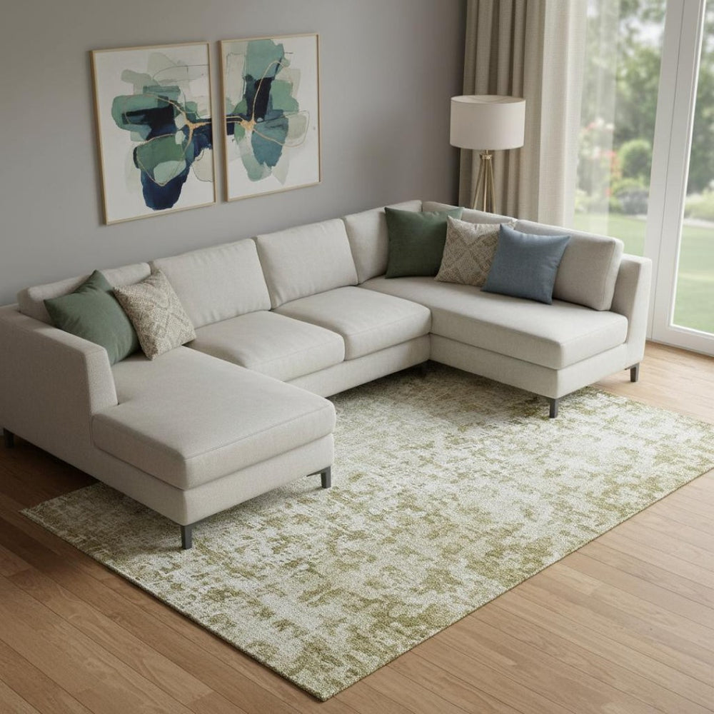 HomeRoots 9' X 12' Taupe & Ivory Abstract Washable Area Rug - Durable, UV Protected, Ideal for Pets & Kids! 657604