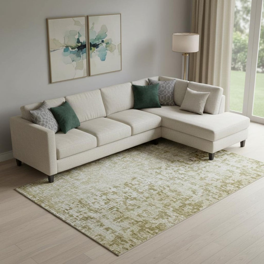 HomeRoots 10' X 14' Stylish Taupe & Ivory Abstract Area Rug – Washable, UV Protected, Ideal for Families & Pets 657605