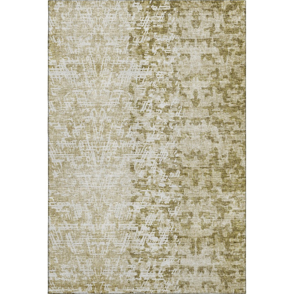 HomeRoots 10' X 14' Stylish Taupe & Ivory Abstract Area Rug – Washable, UV Protected, Ideal for Families & Pets 657605