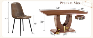 English Elm One Modern Dining Set Seating Six with Dark Wood Mdf Table and Fabric Chairs W1151S04404