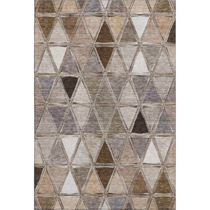 HomeRoots 8' X 10' Stylish Brown Gray Ivory Geometric Washable Area Rug - UV Protected for High-Traffic Spaces 657615
