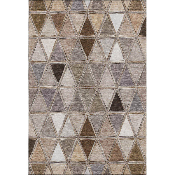 HomeRoots 8' X 10' Stylish Brown Gray Ivory Geometric Washable Area Rug - UV Protected for High-Traffic Spaces 657615