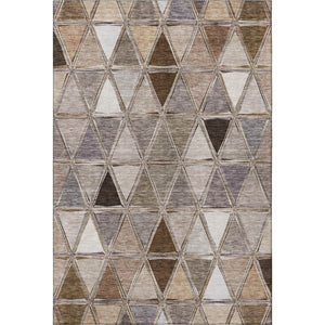 HomeRoots 9' X 12' Geometric Area Rug in Brown, Gray & Ivory - Durable, Washable, UV-Protected Style for Homes 657616