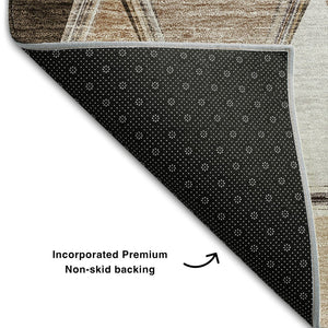 HomeRoots 10' Geometric Area Rug in Brown, Gray & Ivory - Washable, UV-Protected, Stain-Resistant Design! 657617