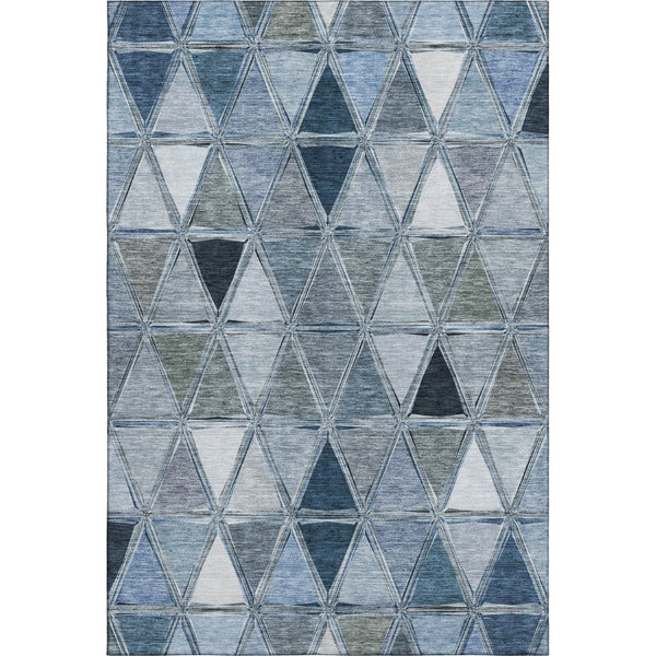 HomeRoots 5' X 8' Blue Gray and Ivory Geometric Area Rug – Washable, UV Protected, Stylish & Durable for Homes 657619