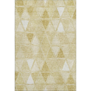 HomeRoots 8' X 10' Gold and Ivory Geometric Area Rug – Washable, UV-Protected, Stain-Resistant for Modern Homes 657627