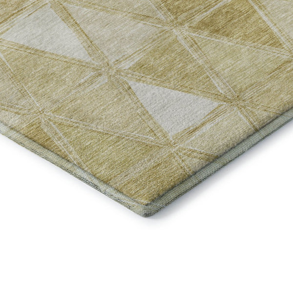 HomeRoots 8' X 10' Gold and Ivory Geometric Area Rug – Washable, UV-Protected, Stain-Resistant for Modern Homes 657627