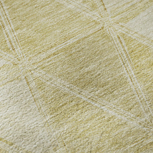 HomeRoots 9' X 12' Gold and Ivory Geometric Area Rug - Washable, UV-Protected, Stylish for Indoor & Outdoor Use 657628