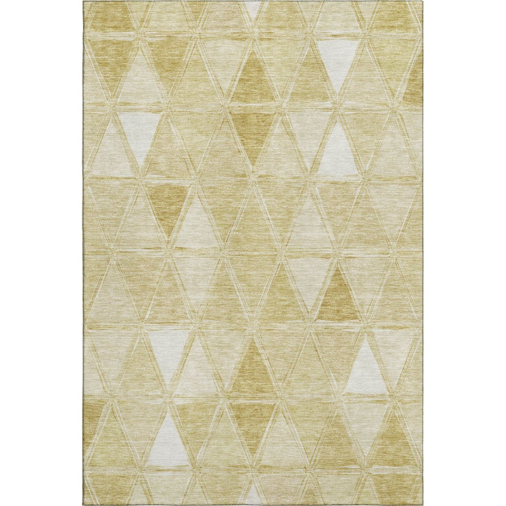 HomeRoots 10' X 14' Gold And Ivory Geometric Area Rug - Washable, UV Protected, Stylish, Durable & Easy Care 657629