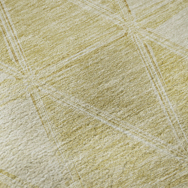 HomeRoots 10' X 14' Gold And Ivory Geometric Area Rug - Washable, UV Protected, Stylish, Durable & Easy Care 657629