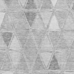 HomeRoots 8' Gray and Silver Geometric Washable Area Rug - Durable, UV-Protected, Stylish for High-Traffic Spaces 657633