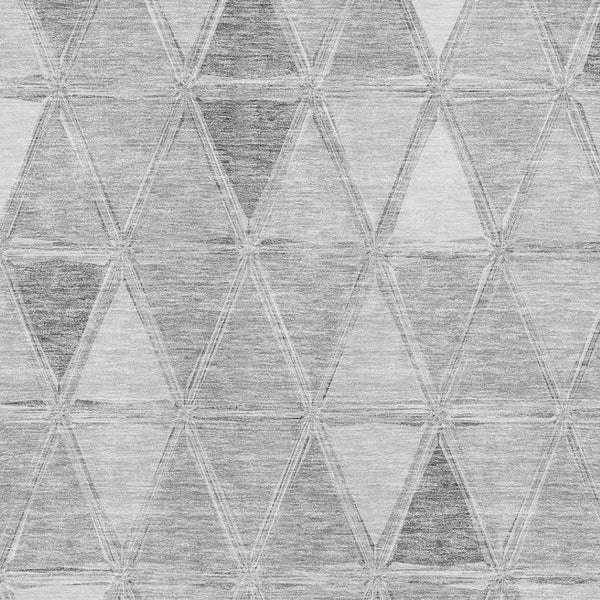 HomeRoots 8' Gray and Silver Geometric Washable Area Rug - Durable, UV-Protected, Stylish for High-Traffic Spaces 657633