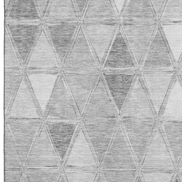 HomeRoots 9' X 12' Gray and Silver Geometric Area Rug - Washable, UV Protected, Modern Design for Busy Homes 657634