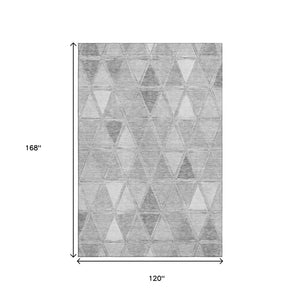 HomeRoots 10' X 14' Gray And Silver Geometric Area Rug - Stain-Resistant, UV-Protected, Modern Design for Style 657635