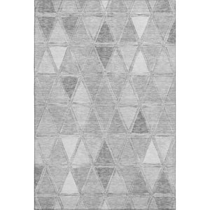 HomeRoots 10' X 14' Gray And Silver Geometric Area Rug - Stain-Resistant, UV-Protected, Modern Design for Style 657635