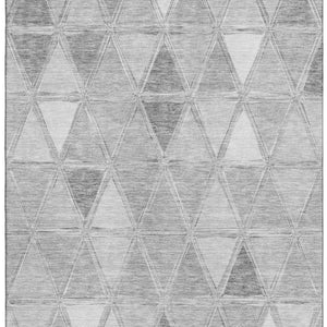 HomeRoots 10' X 14' Gray And Silver Geometric Area Rug - Stain-Resistant, UV-Protected, Modern Design for Style 657635
