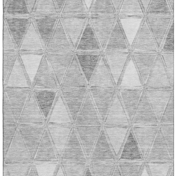 HomeRoots 10' X 14' Gray And Silver Geometric Area Rug - Stain-Resistant, UV-Protected, Modern Design for Style 657635