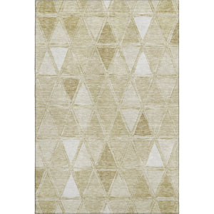 HomeRoots 5' X 8' Modern Khaki & Ivory Geometric Area Rug - Washable, UV Protected & Stain-Resistant Design 657637