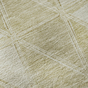 HomeRoots 5' X 8' Modern Khaki & Ivory Geometric Area Rug - Washable, UV Protected & Stain-Resistant Design 657637