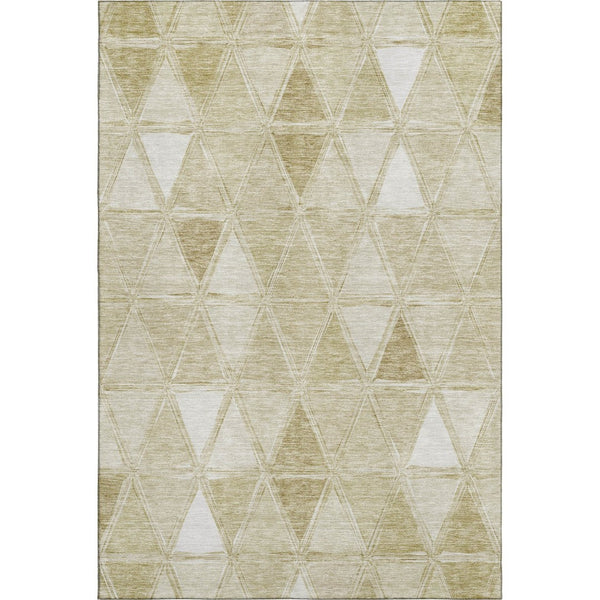 HomeRoots 10' Khaki and Ivory Geometric Washable Area Rug - Durable, UV Protected, Perfect for High-Traffic Spaces 657641