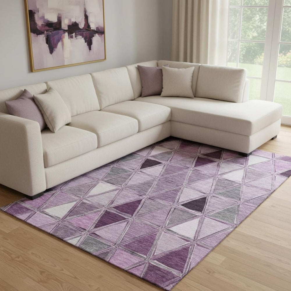 HomeRoots 8' X 10' Merlot Gray and Ivory Geometric Area Rug - Washable, UV-Protected, Perfect for Busy Homes! 657645
