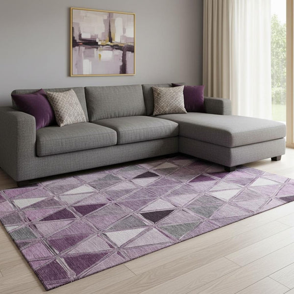 HomeRoots 9' X 12' Merlot Gray Ivory Geometric Area Rug – Durable, Stain-Resistant, UV-Protected for High Traffic 657646