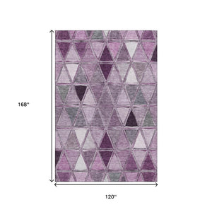 HomeRoots 10' X 14' Merlot Gray Ivory Geometric Area Rug – Durable, Stain-Resistant, UV Protected for Homes 657647