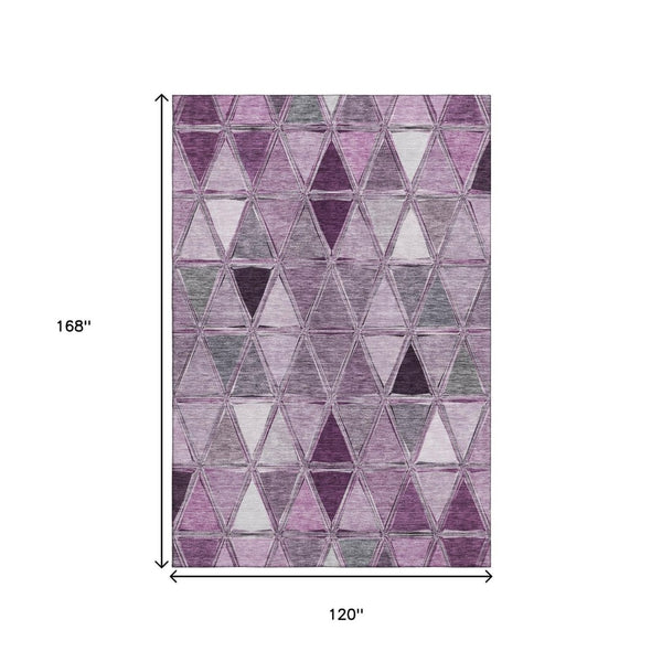 HomeRoots 10' X 14' Merlot Gray Ivory Geometric Area Rug – Durable, Stain-Resistant, UV Protected for Homes 657647