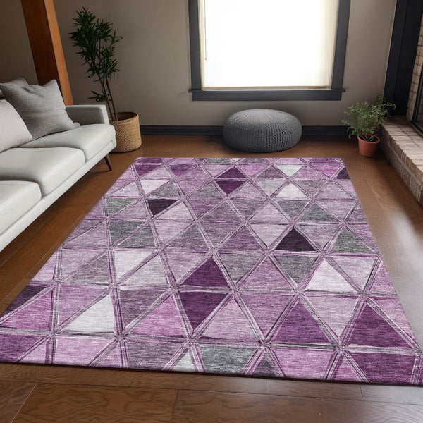 HomeRoots 10' X 14' Merlot Gray Ivory Geometric Area Rug – Durable, Stain-Resistant, UV Protected for Homes 657647