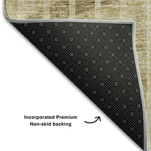 HomeRoots 5' X 8' Brown And Ivory Striped Area Rug - Washable, Stain-Resistant, UV Protected for Daily Use 657655