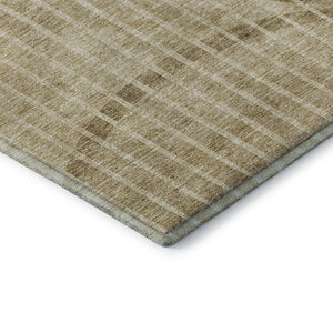 HomeRoots 5' X 8' Brown And Ivory Striped Area Rug - Washable, Stain-Resistant, UV Protected for Daily Use 657655