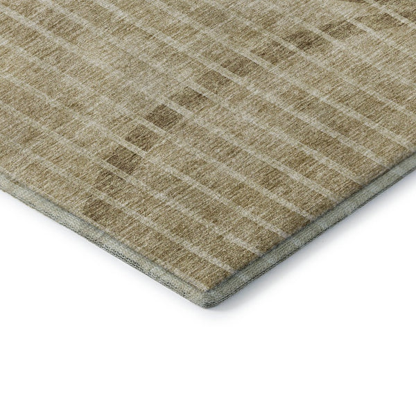 HomeRoots 5' X 8' Brown And Ivory Striped Area Rug - Washable, Stain-Resistant, UV Protected for Daily Use 657655