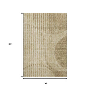 HomeRoots 8' X 10' Brown and Ivory Striped Washable Area Rug - Durable, UV-Protected, Easy-Care Design for Homes 657657