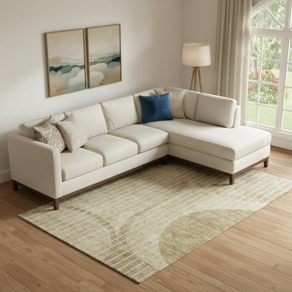 HomeRoots 8' X 10' Brown and Ivory Striped Washable Area Rug - Durable, UV-Protected, Easy-Care Design for Homes 657657