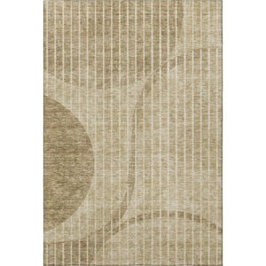 HomeRoots 8' X 10' Brown and Ivory Striped Washable Area Rug - Durable, UV-Protected, Easy-Care Design for Homes 657657